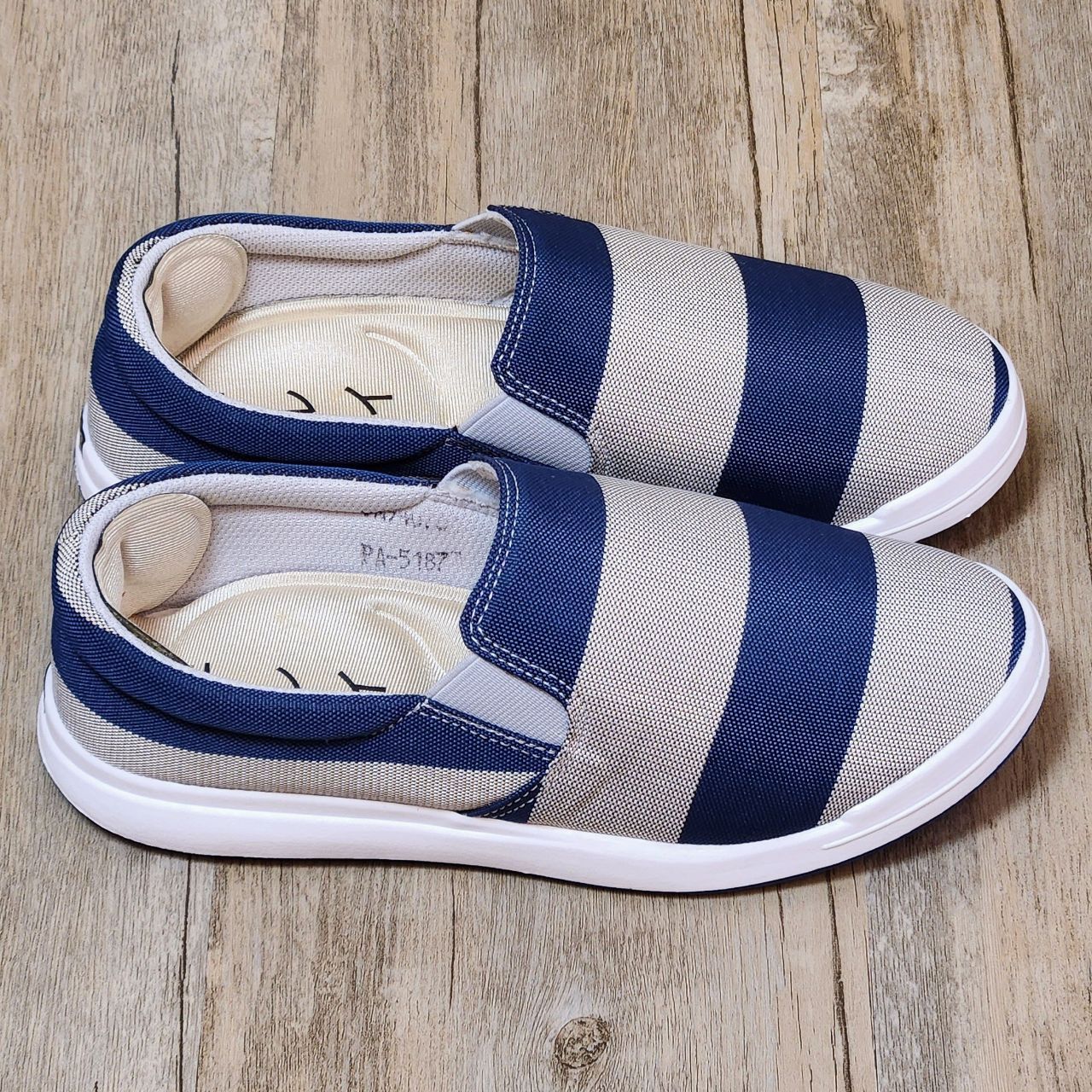 Giày Nhật Kirei walk canvas sọc KH Xám Xanh