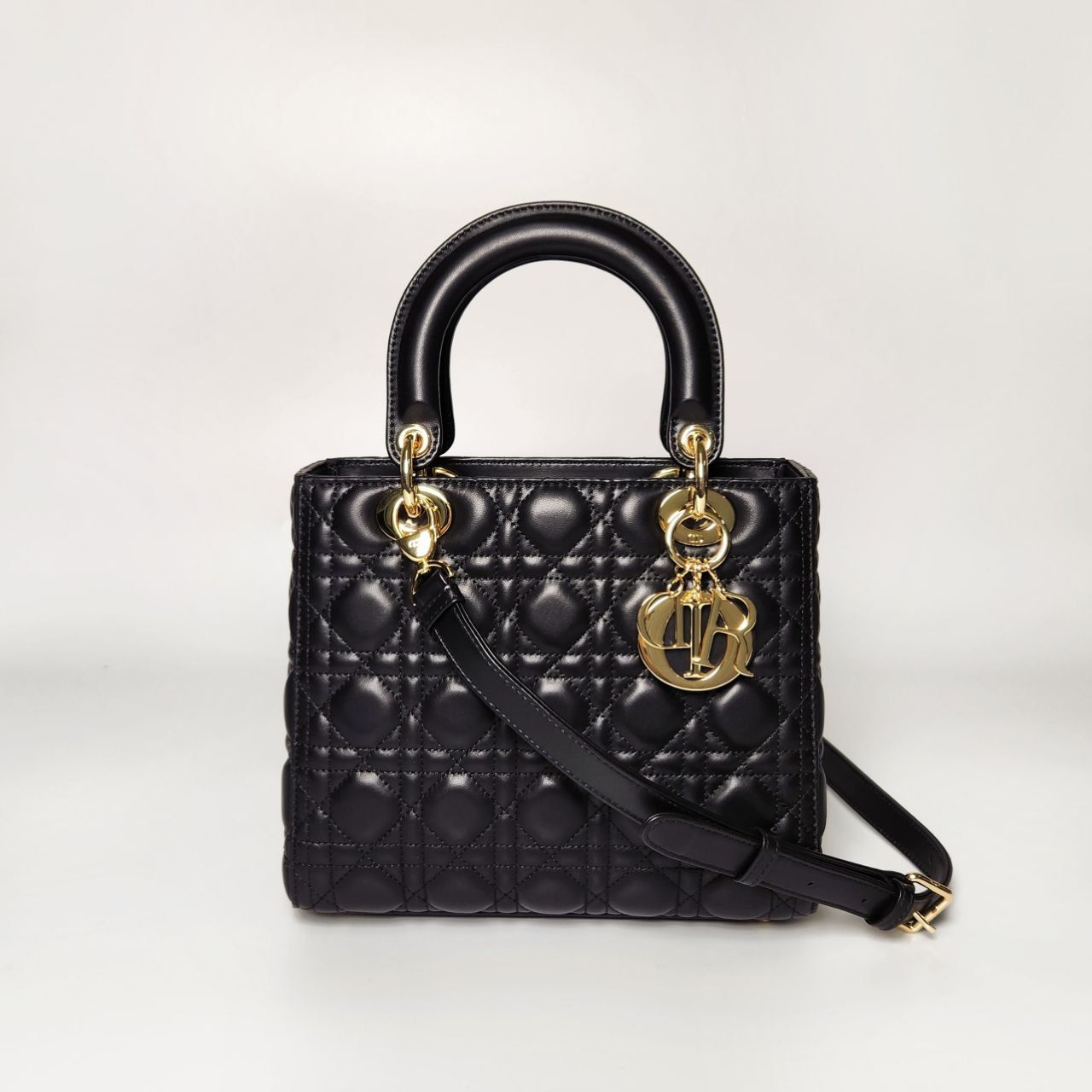 Túi Dior Lady Medium Cannage Lambskin Bag HD Black/Gold
