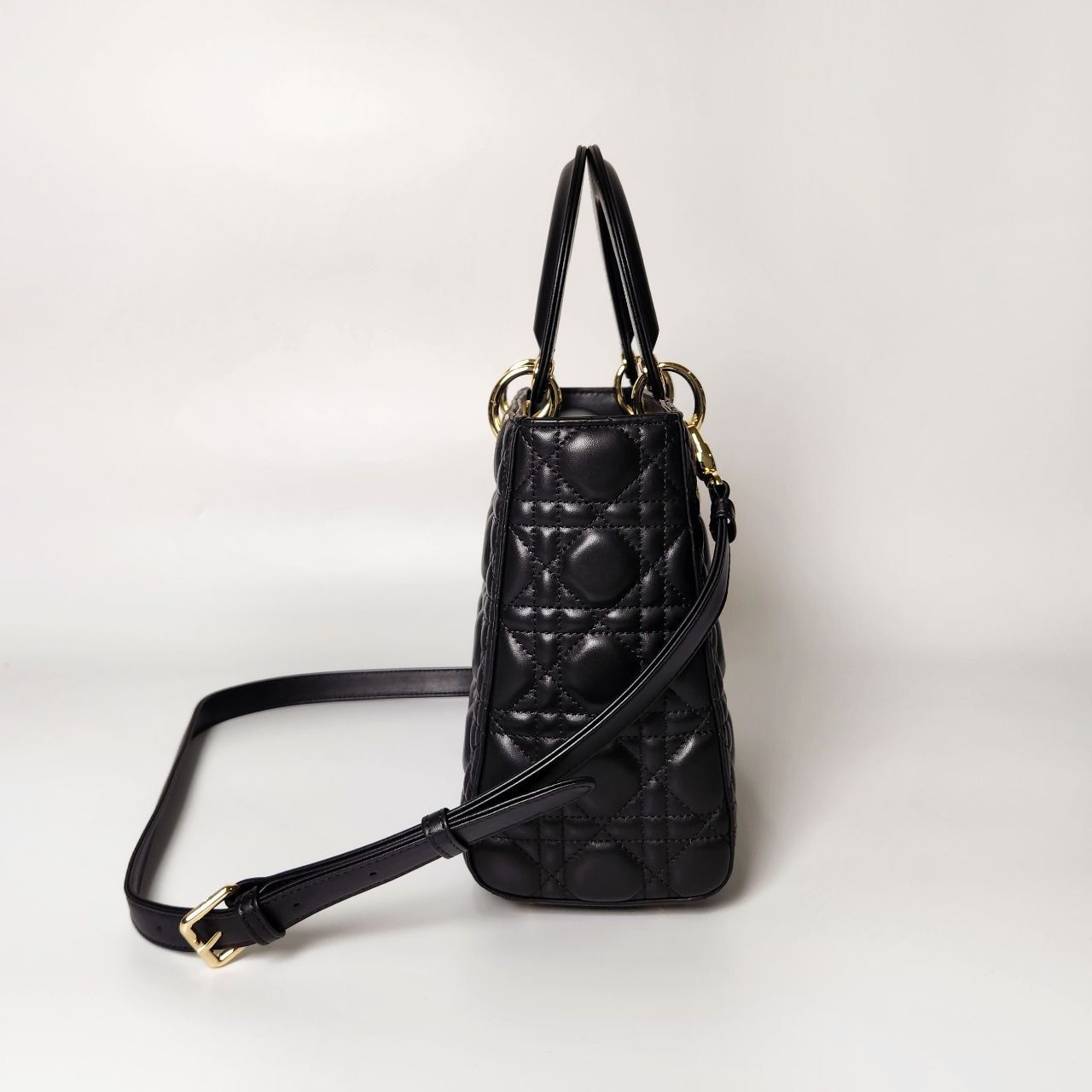 Túi Dior Lady Medium Cannage Lambskin Bag HD Black/Gold