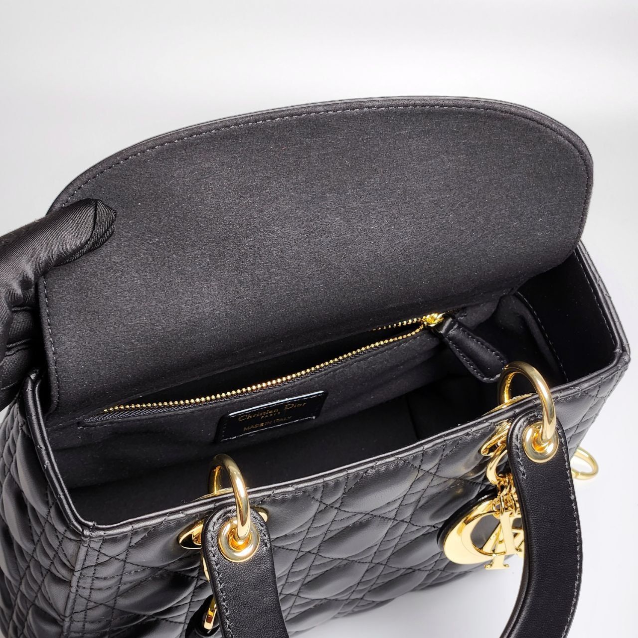 Túi Dior Lady Medium Cannage Lambskin Bag HD Black/Gold