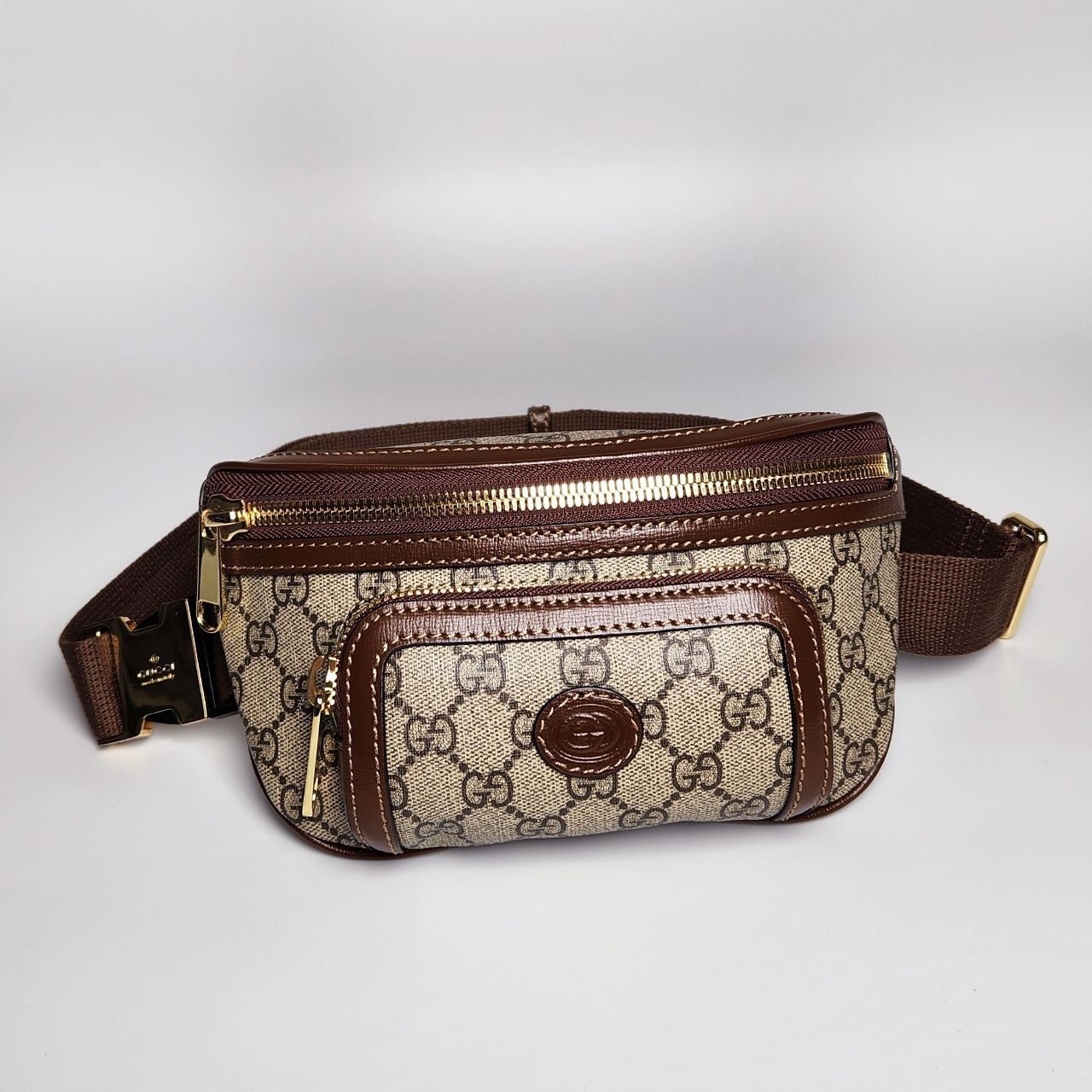 Túi đeo chéo - Gucci Belt Bag with Interlocking G DS Nâu