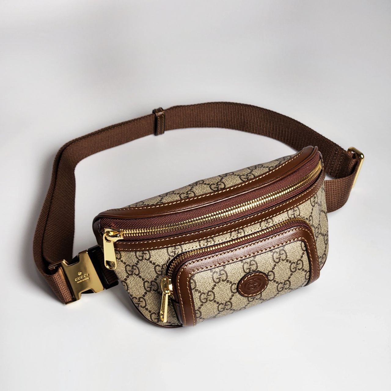 Túi đeo chéo - Gucci Belt Bag with Interlocking G DS Nâu