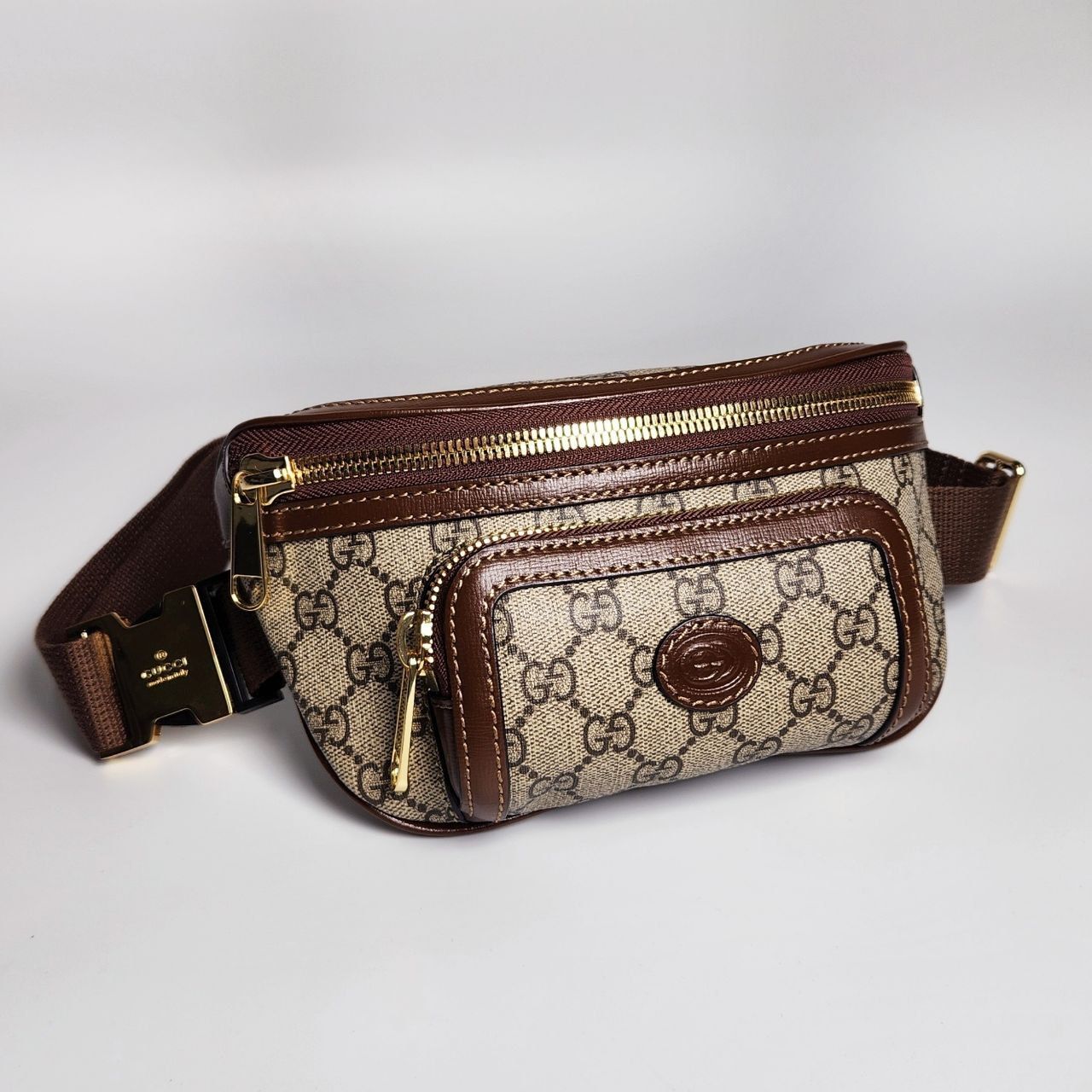 Túi đeo chéo - Gucci Belt Bag with Interlocking G DS Nâu
