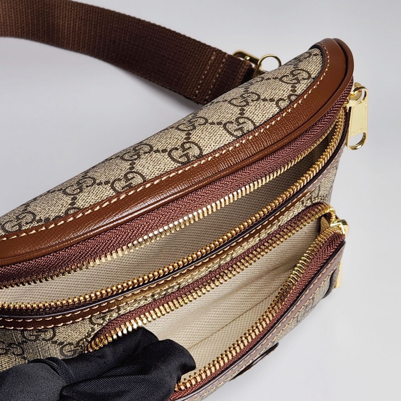 Túi đeo chéo - Gucci Belt Bag with Interlocking G DS Nâu