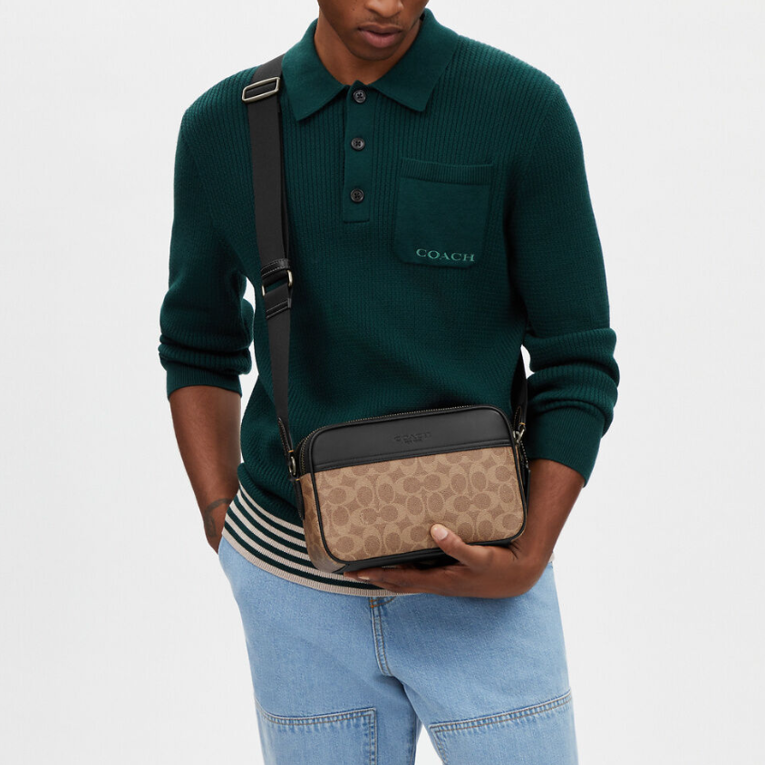 Túi Coach Graham Crossbody Bag In Signature Canvas DS Brown - 23x15x7cm