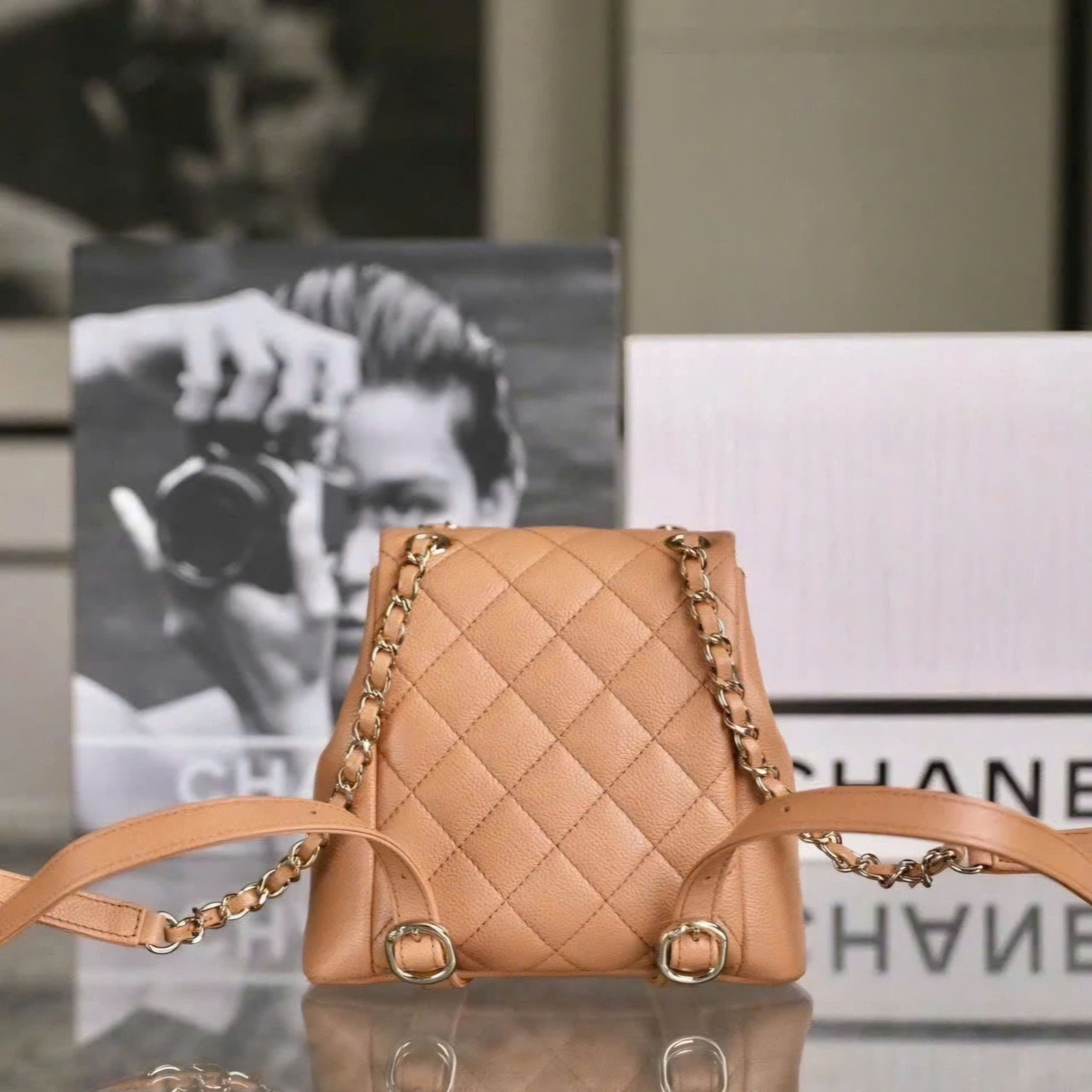 Balo Chanel 23SS Duma Caviar DS Nâu nhạt