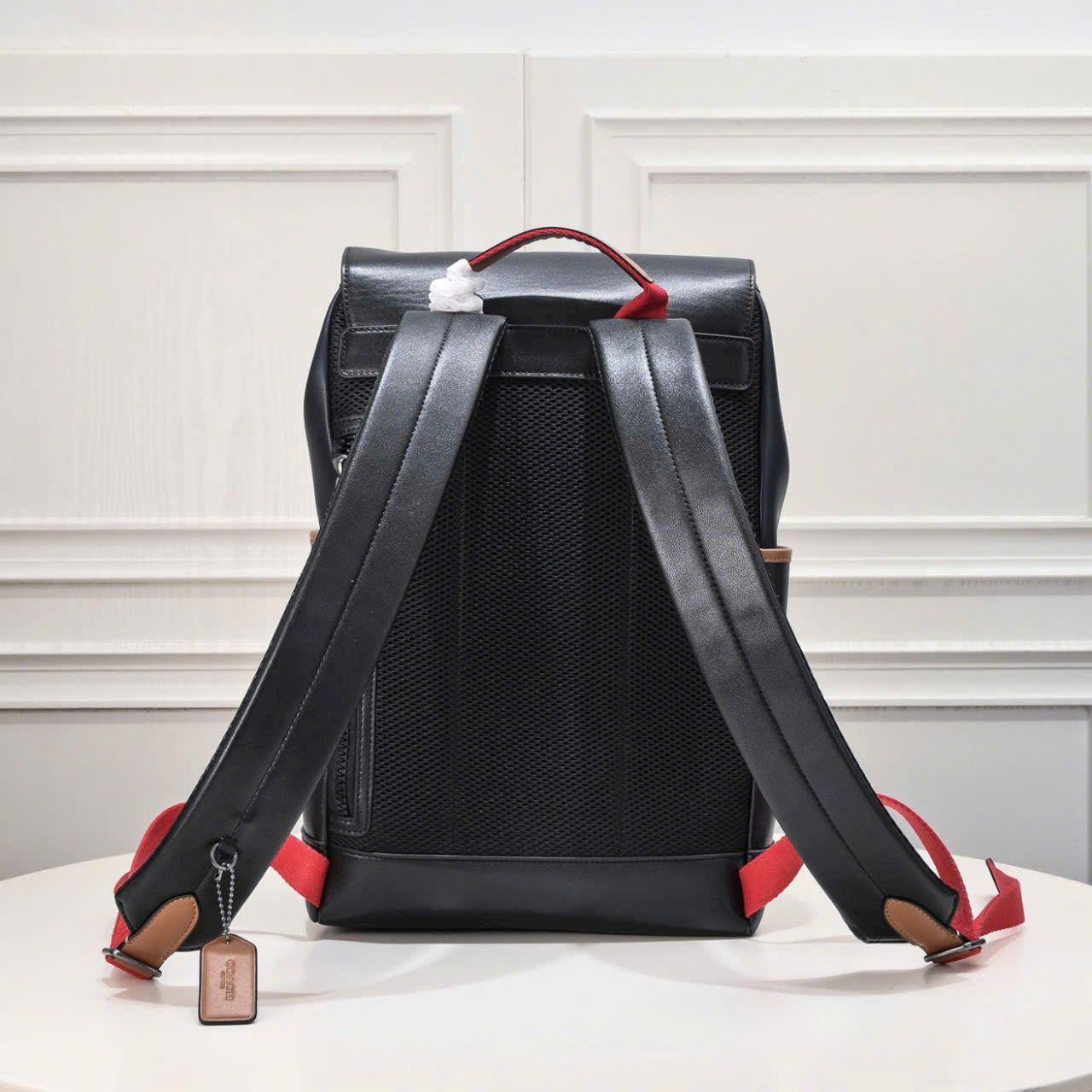 Balo Coach Track Backpack In Colorblock Signature Canvas DS Black/Red