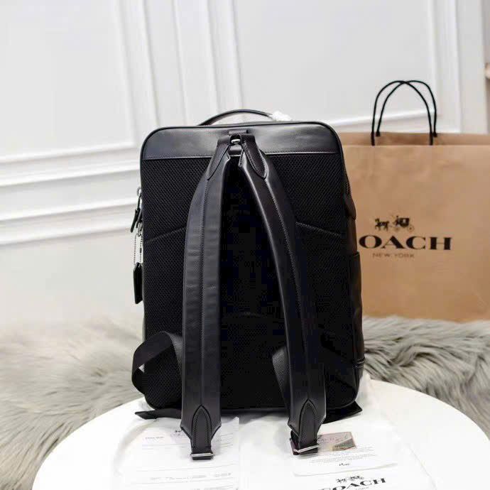 Balo Coach Track Backpack In Colorblock Signature Canvas DS Black/Red