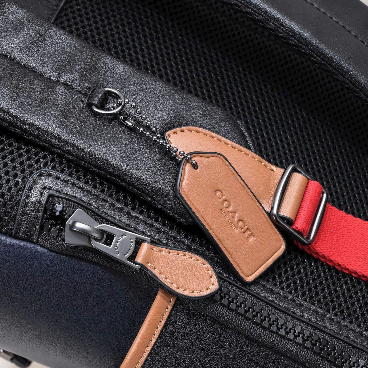Balo Coach Track Backpack In Colorblock Signature Canvas DS Black/Red