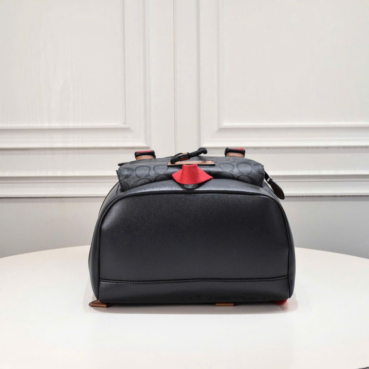 Balo Coach Track Backpack In Colorblock Signature Canvas DS Black/Red