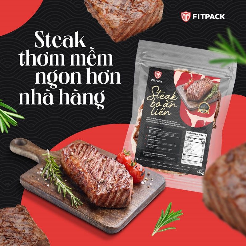 Beefsteak ăn liền (Ready To Eat) siêu mềm chuẩn Nhà hàng Âu Fitpack
