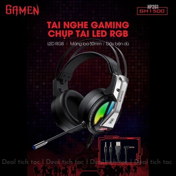 Headphone dây Gamen GH1500 RGB
