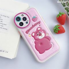 ** Ốp IP 14 Pro Max da phồng Lotso Strawberry