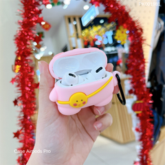 ** Case Airpods 3 dẻo heo hồng tim đeo túi