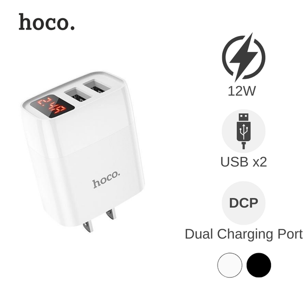 Cóc sạc Hoco C86/C86A 2U 2.4A LED