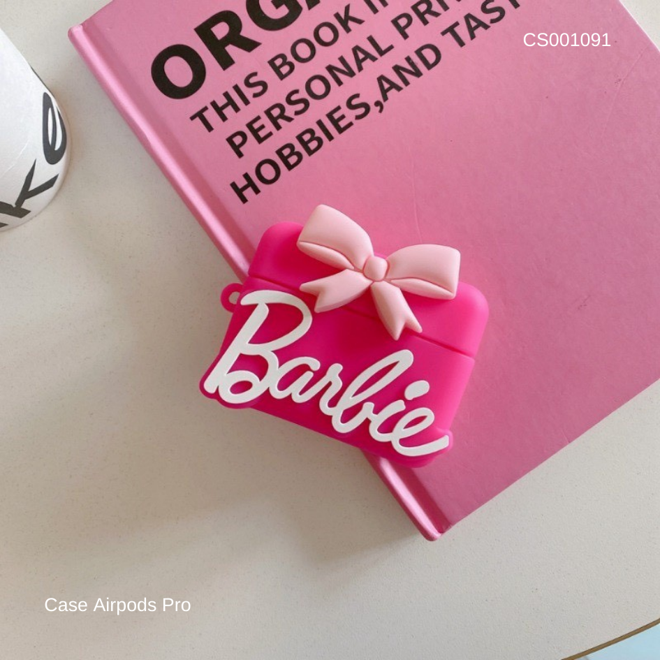 ** Case Airpods Pro silicon chữ Barbie kèm nơ hồng