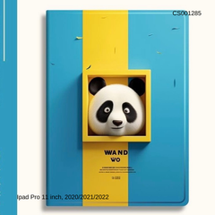 Bao da Ipad Pro 11 inch, 2020/2021/2022 Panda khung xanh vàng