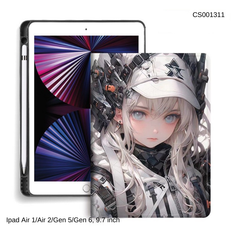 Bao da Ipad Air 1/Air 2/Gen 5/Gen 6, 9.7 inch cô gái nón trắng