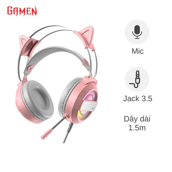Headphone dây tai mèo Gamen GH1100
