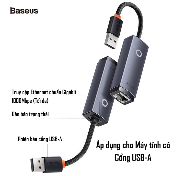 Hub Baseus Lite USB A to Lan 1000Mbps