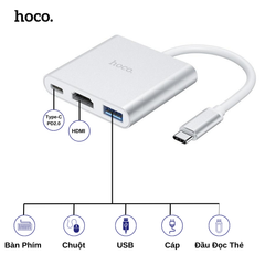 ** Hub chuyển C sang U + Hdmi + PD Hoco HB14