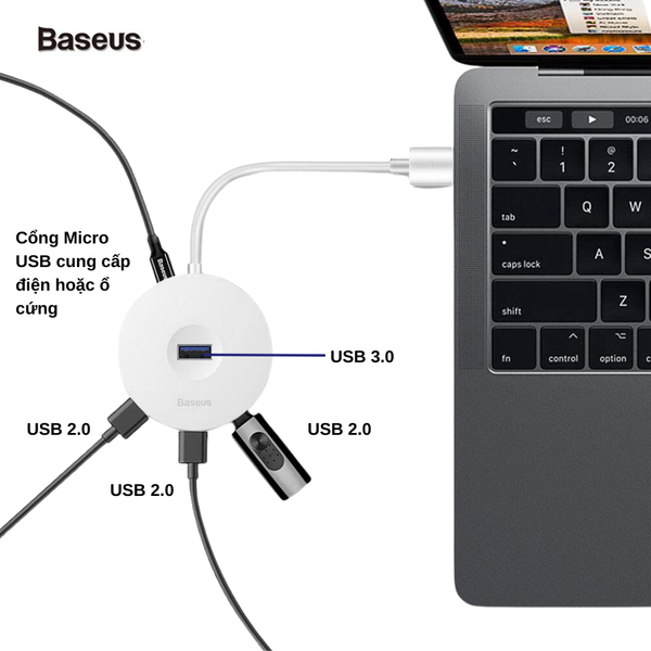 Hub USB 4 cổng Baseus round box