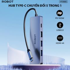 Hub chuyển Type C Robot HT255S 5 in 1 Hdmi 3U 1C