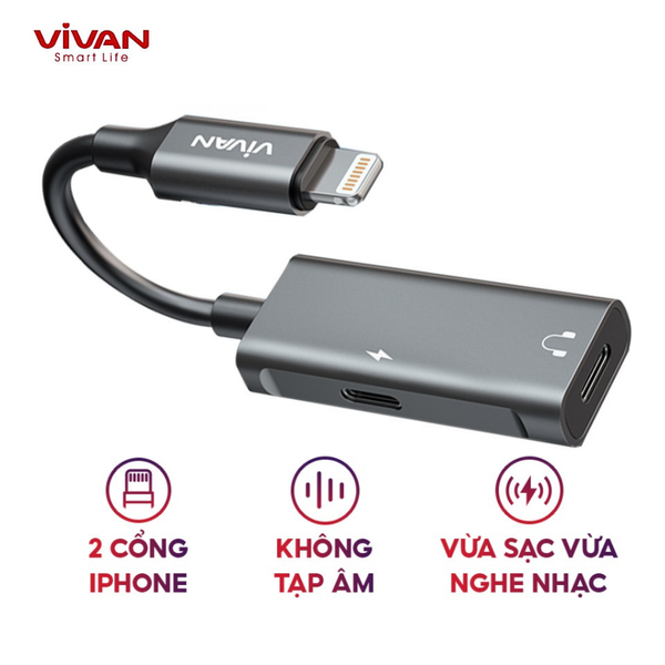 Jack chuyển Vivan VAL02 lightning ra lightning + lightning