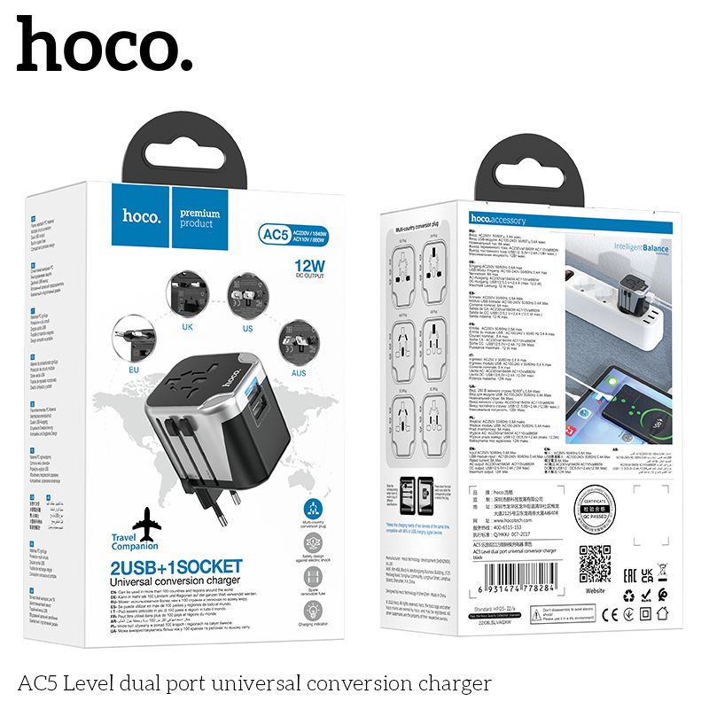 Cóc sạc du lịch Hoco AC5