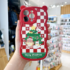 ** Ốp IP 13 Pro da sần caro Merry Christmas tai gấu - test