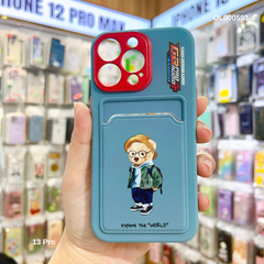 Ốp IP 13 Pro nhựa cứng gấu Teddy ví card