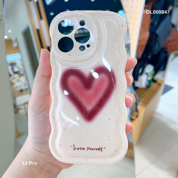 ** Ốp IP 13 Pro dẻo trái tim viền sóng Love Yourself