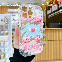 Ốp IP 13 Pro dẻo trong đính sticker Kirby