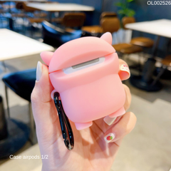 ** Case Airpods 1/2 dẻo Heo hồng tay cây