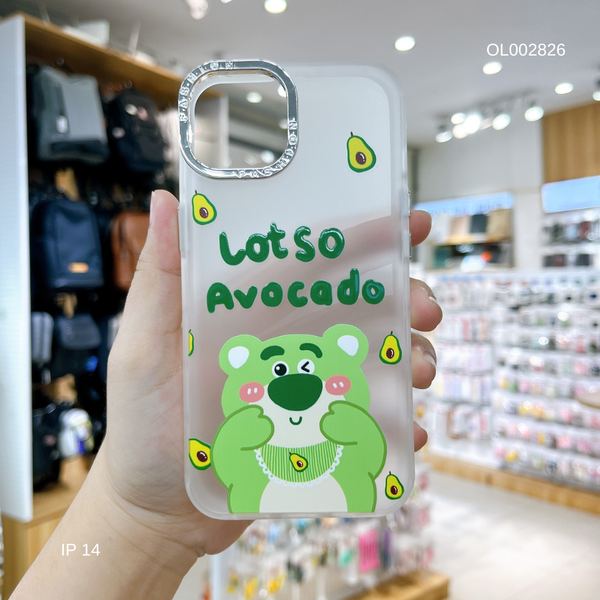 ** Ốp IP 14 6.1 lưng nhám Lotso Avocado nút bạc