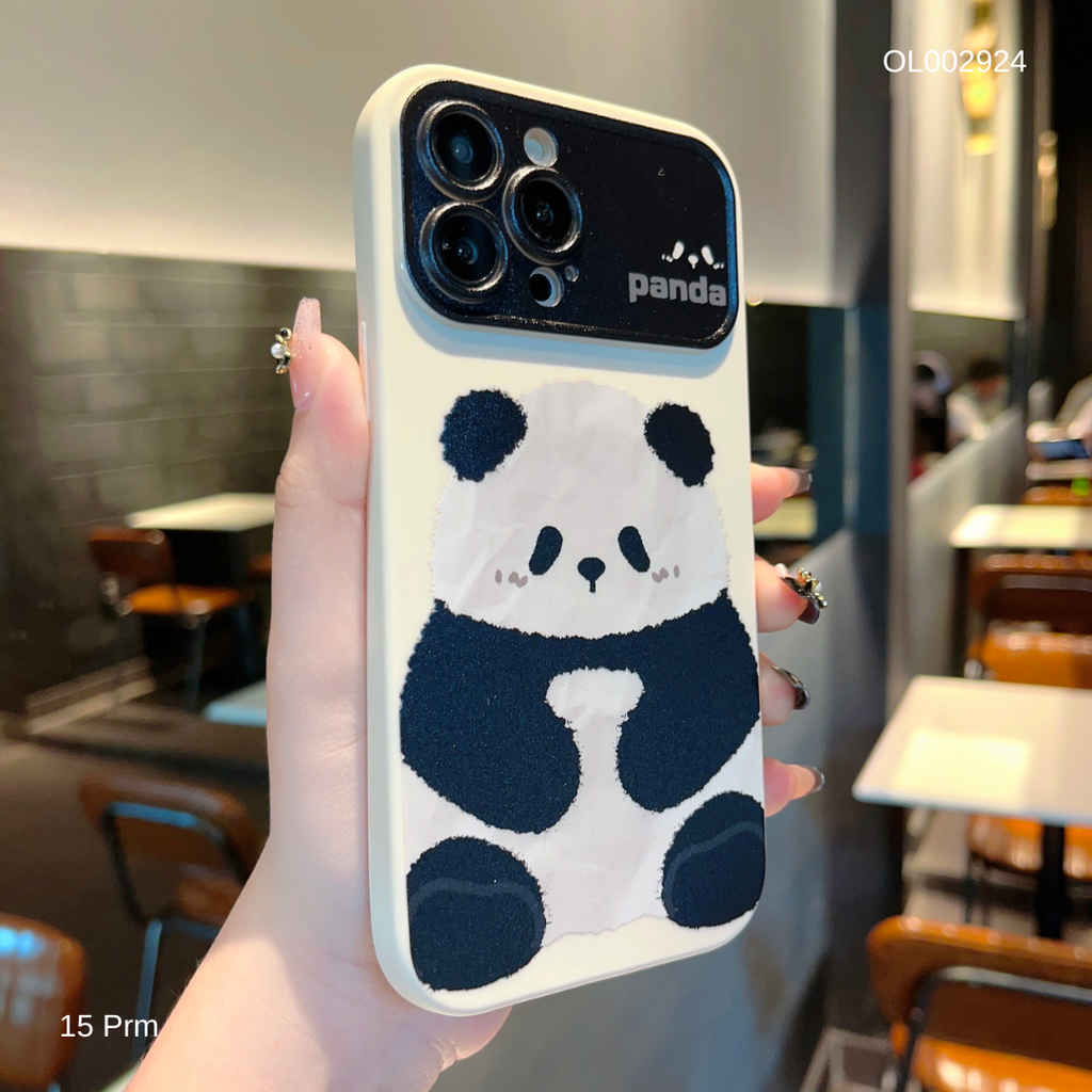 ** Ốp IP 15 Pro Max dẻo in Panda giả phối camera