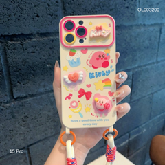 ** Ốp IP 15 Pro đính sticker Kirby kèm dây