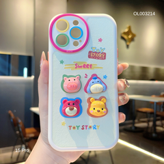 ** Ốp IP 15 Pro da sần đính sticker Sweet Toy story