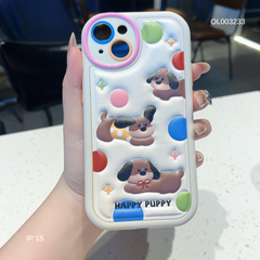 ** Ốp IP 15 6.1 da phồng Happy Puppy