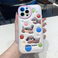 ** Ốp IP 15 Pro da phồng Happy Puppy