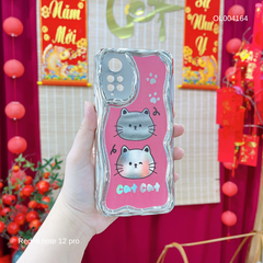 ** Ốp Xiaomi Redmi Note 12 Pro dẻo tráng gương hình Cat hồng