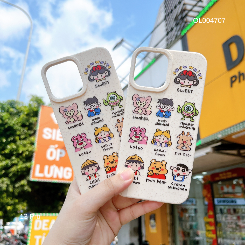 ** Ốp IP 13 Pro dẻo lúa mì in 10 icon cute