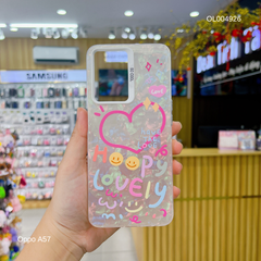 Ốp Oppo A57/A77/A77s vân đá thạch anh in Happy Lovely
