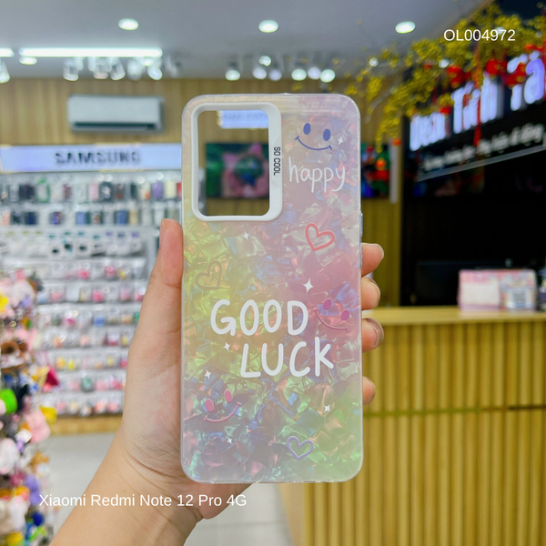 Ốp Xiaomi Redmi Note 12 Pro 4G vân đá thạch anh in Good luck