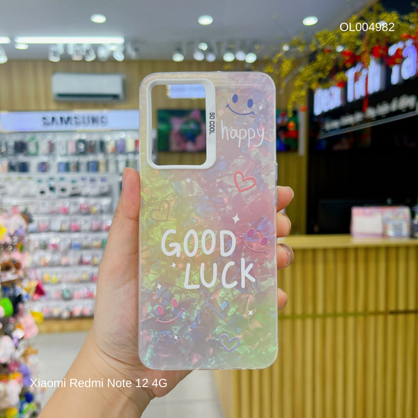 Ốp Xiaomi Redmi Note 12 4G vân đá thạch anh in Good luck
