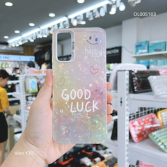 Ốp Vivo Y20 vân đá thạch anh in Good luck