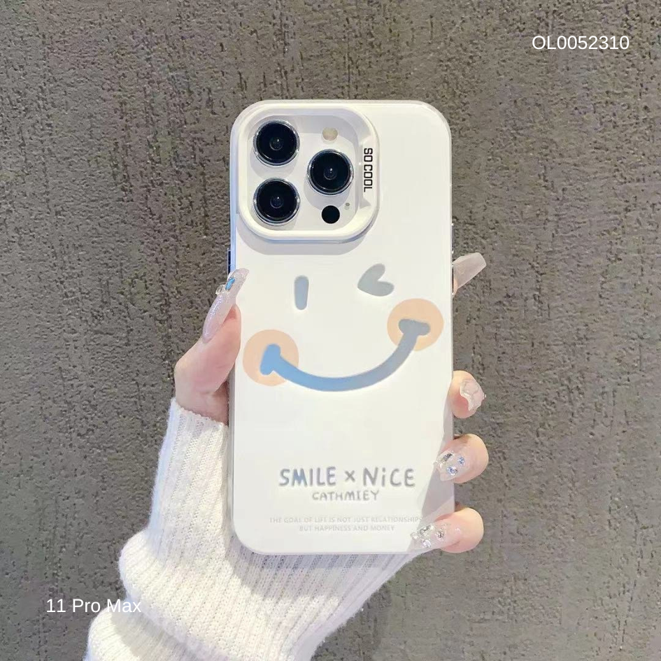 Ốp IP 11 Pro Max lưng cứng Smile x Nice ánh bạc viền dẻo