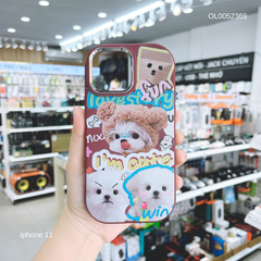 Ốp IP 11 6.1 dẻo in 3 bé Mèo I'm Cute hồng đậm