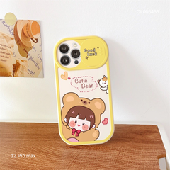 Ốp IP 12 Pro Max dẻo in Bé gái Cutie Bear trượt camera