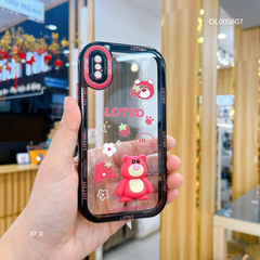 Ốp IP X lưng cứng đính 1 sticker Lotso viền màu